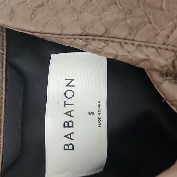 Aritzia Babaton Pellin Shirt Jacket Vegan Leather Brown Python Print Size Small - Picture 12 of 15